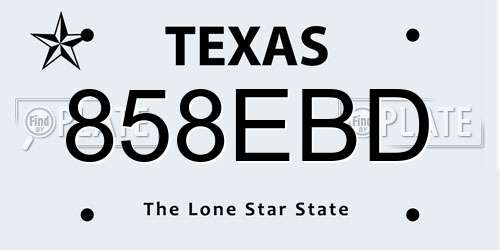 858EBD Texas License Plate