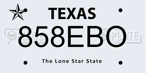 858EBO Texas License Plate