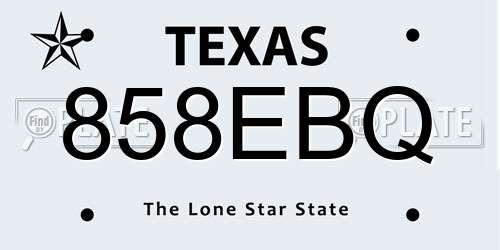 858EBQ Texas License Plate