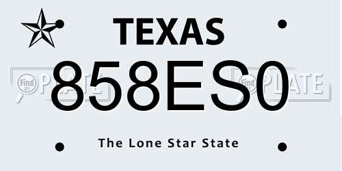 858ES0 Texas License Plate