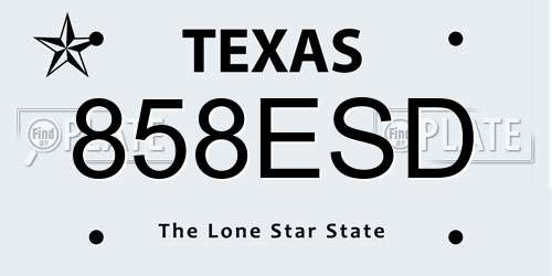 858ESD Texas License Plate