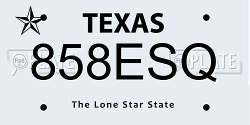 858ESQ Texas License Plate