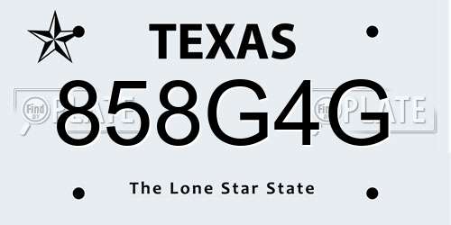 858G4G Texas License Plate