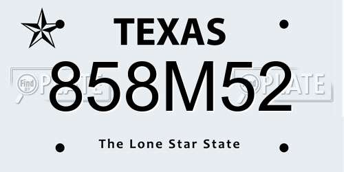 858M52 Texas License Plate