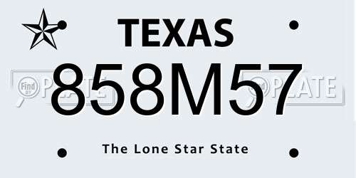858M57 Texas License Plate