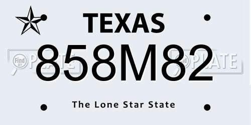 858M82 Texas License Plate