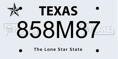 858M87 Texas License Plate