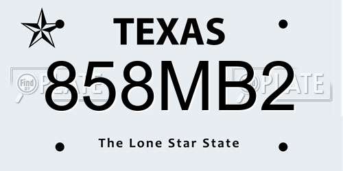 858MB2 Texas License Plate