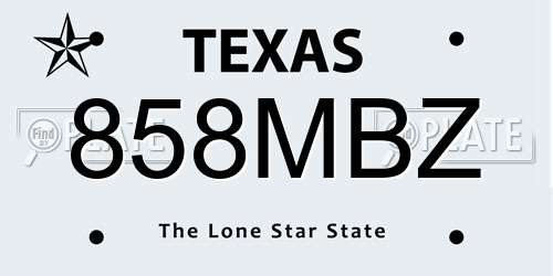 858MBZ Texas License Plate