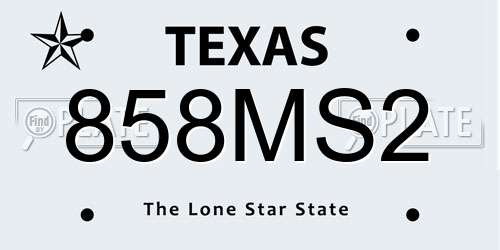 858MS2 Texas License Plate