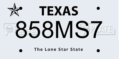 858MS7 Texas License Plate