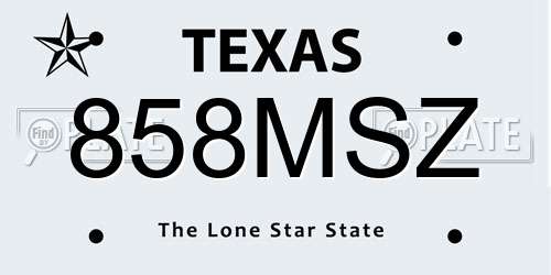858MSZ Texas License Plate