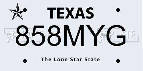 858MYG Texas License Plate