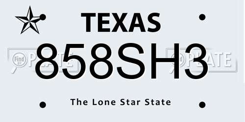 858SH3 Texas License Plate