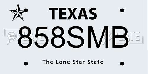858SMB Texas License Plate