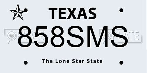 858SMS Texas License Plate