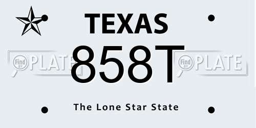 858T Texas License Plate