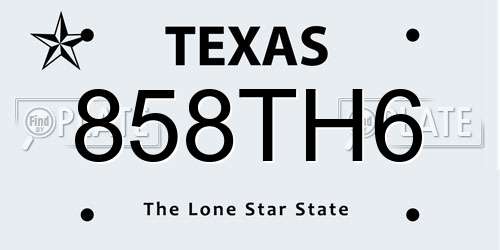 858TH6 Texas License Plate