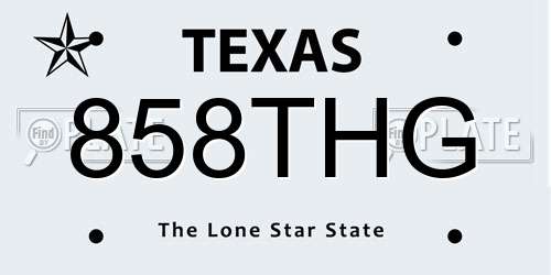 858THG Texas License Plate