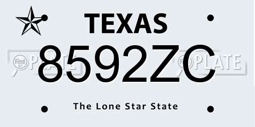 8592ZC Texas License Plate