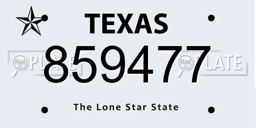 859477 Texas License Plate