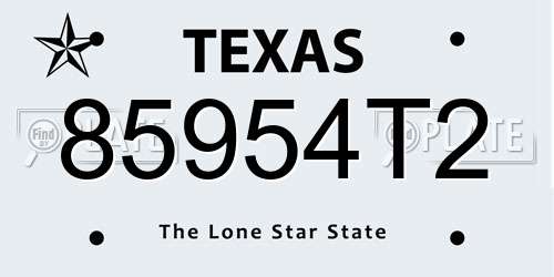85954T2 Texas License Plate