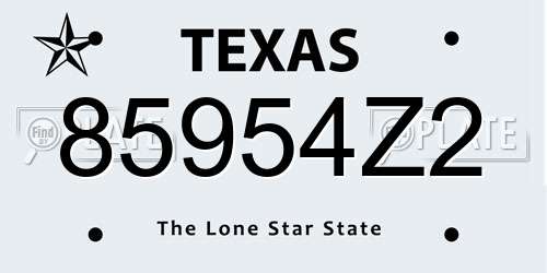 85954Z2 Texas License Plate