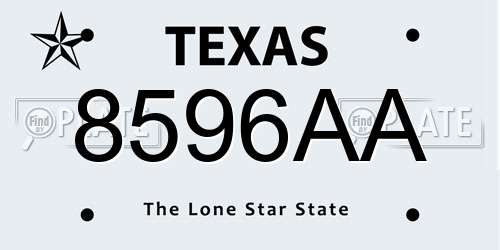 8596AA Texas License Plate