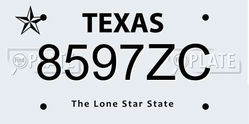 8597ZC Texas License Plate