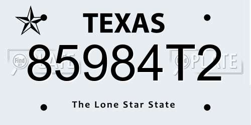 85984T2 Texas License Plate