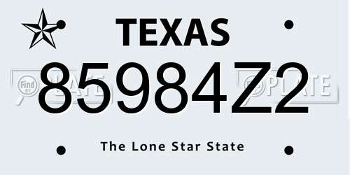 85984Z2 Texas License Plate