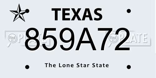 859A72 Texas License Plate