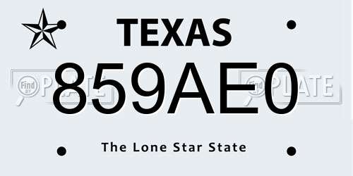 859AE0 Texas License Plate