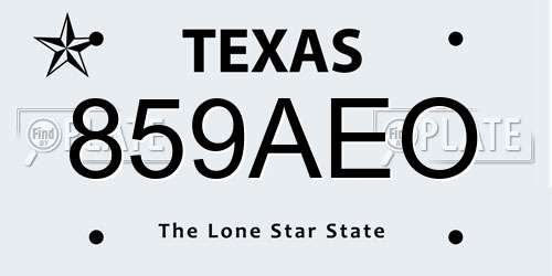 859AEO Texas License Plate