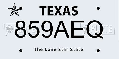 859AEQ Texas License Plate
