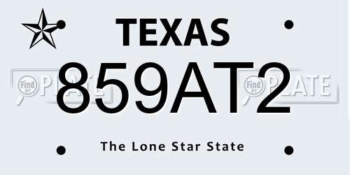 859AT2 Texas License Plate
