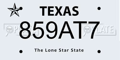 859AT7 Texas License Plate