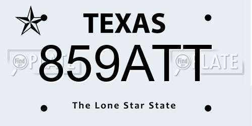 859ATT Texas License Plate