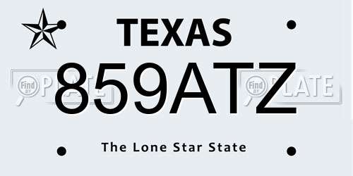 859ATZ Texas License Plate