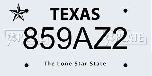 859AZ2 Texas License Plate