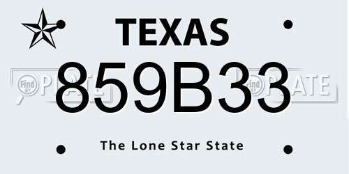 859B33 Texas License Plate