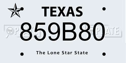 859B80 Texas License Plate