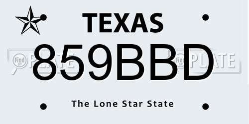 859BBD Texas License Plate