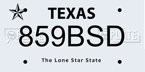 859BSD Texas License Plate