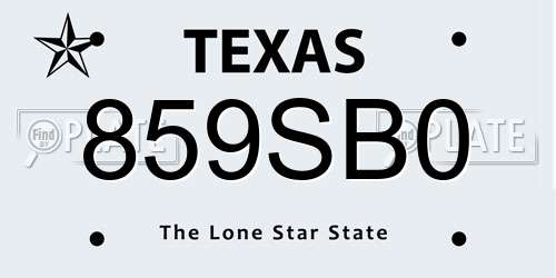 859SB0 Texas License Plate
