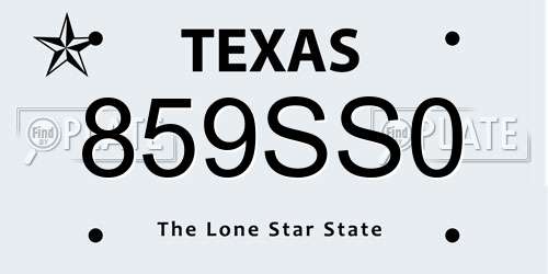 859SS0 Texas License Plate