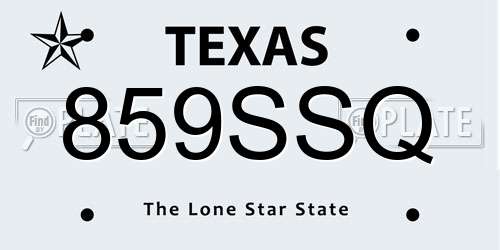 859SSQ Texas License Plate
