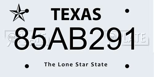 85AB291 Texas License Plate