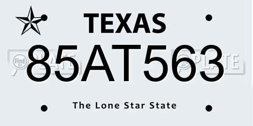 85AT563 Texas License Plate