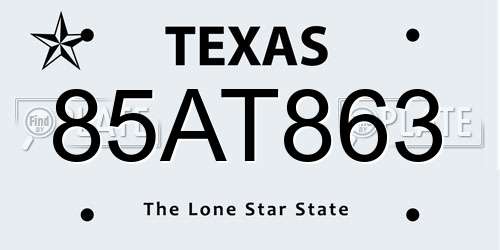 85AT863 Texas License Plate